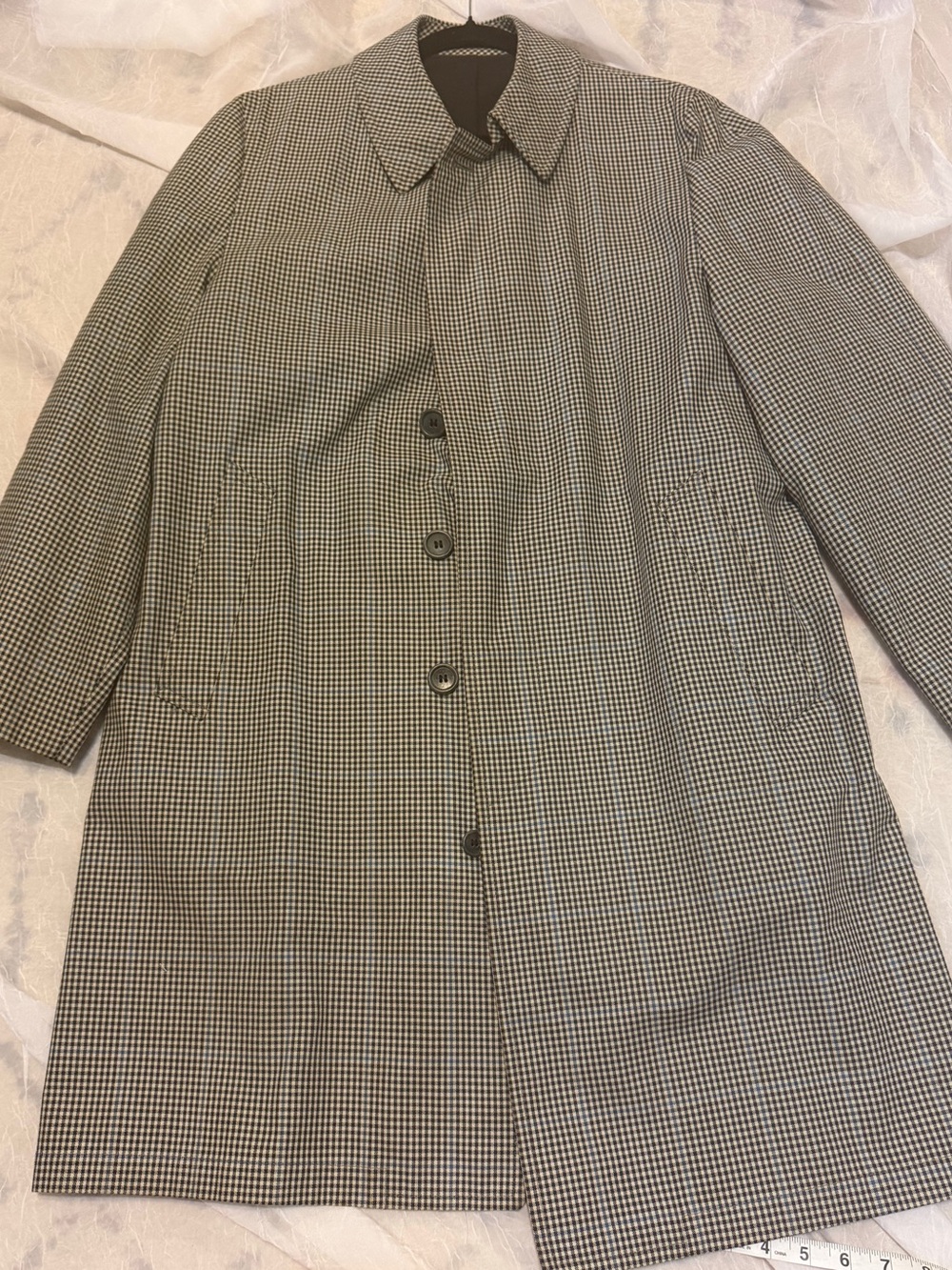 London Fog Black & White Houndstooth Trench Coat